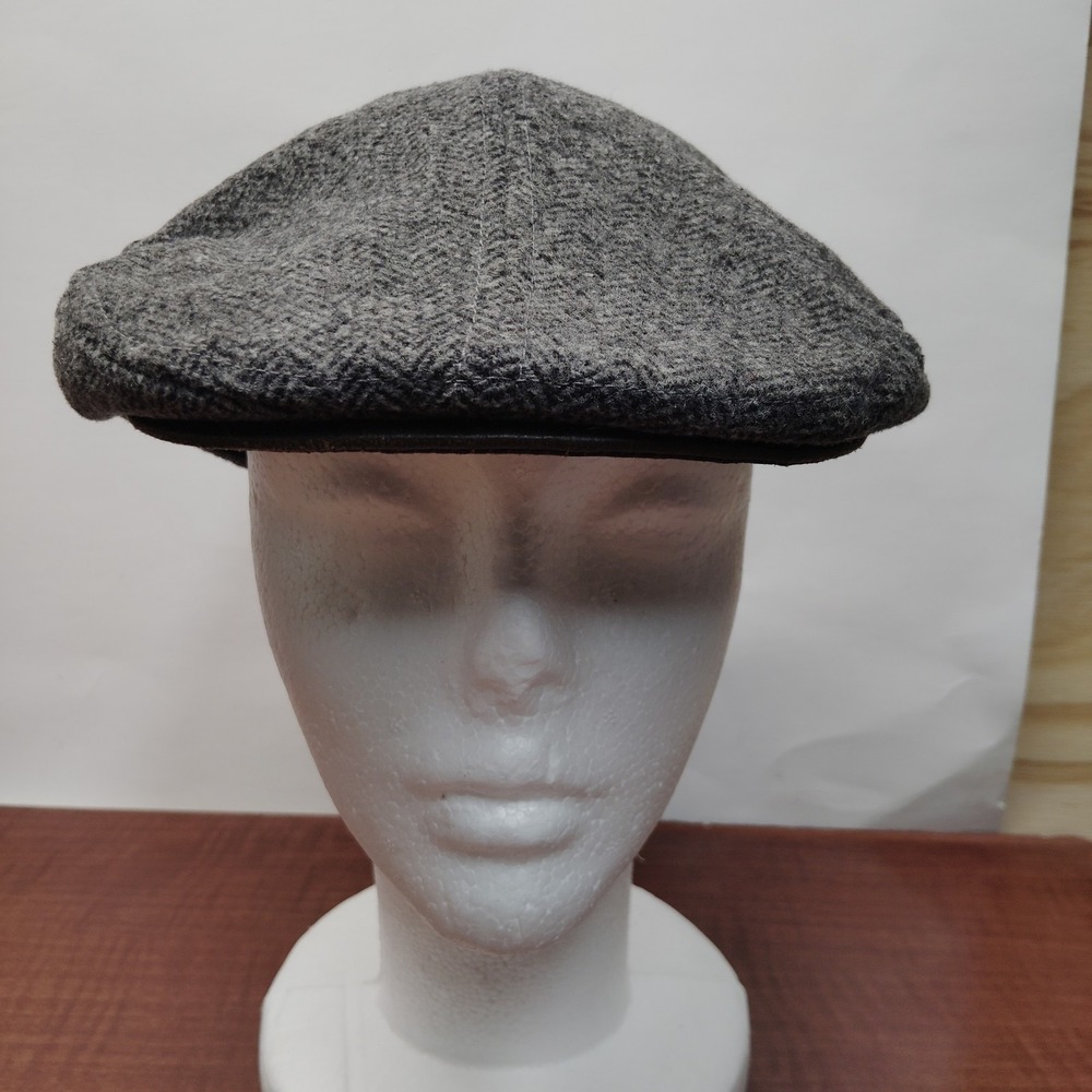 Stetson All American Wool Classic Flat Drivers Cap Herringbone Gray S/M New
